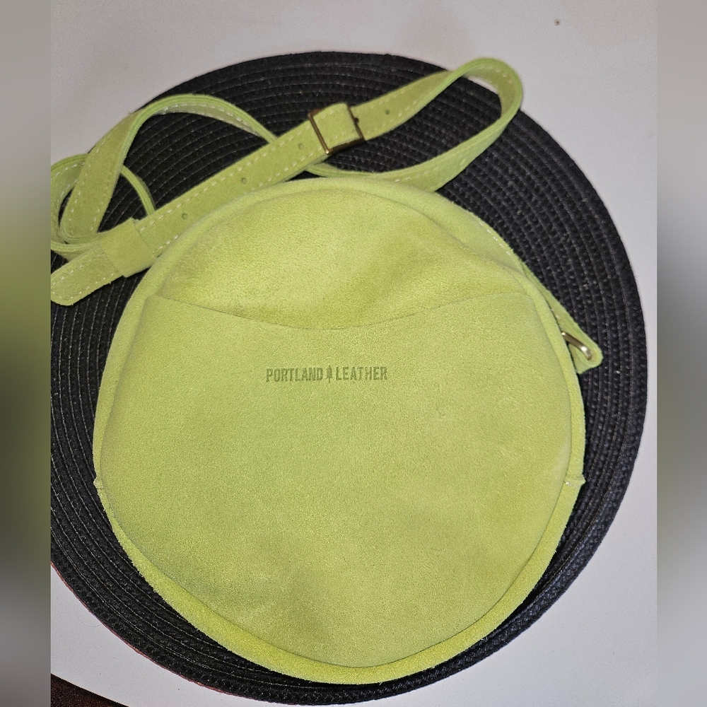 Portland Leather Lime Suede Round Crossbody Bag